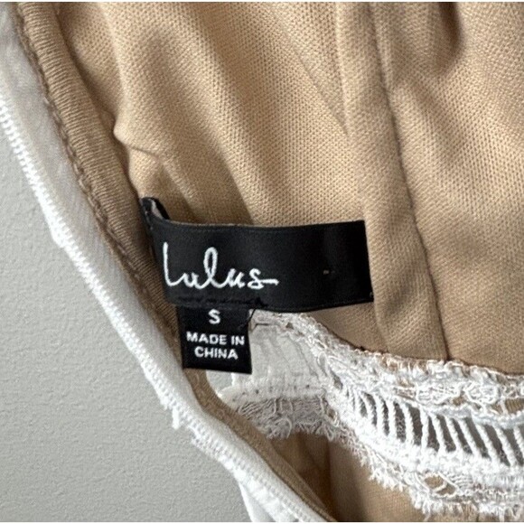 Lulus Dress Off White Floral Lace SMALL Maxi Long Tiered Ruffle Wedding Formal - Picture 7 of 9